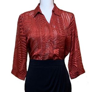 Coldwater Creek Rust Burnout Blouse A17